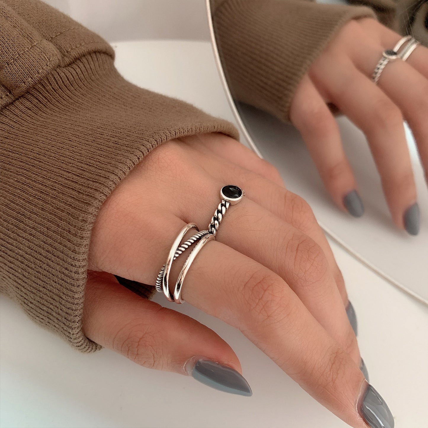 Index Finger Cross Female Open Fashion Thai Niche Ring