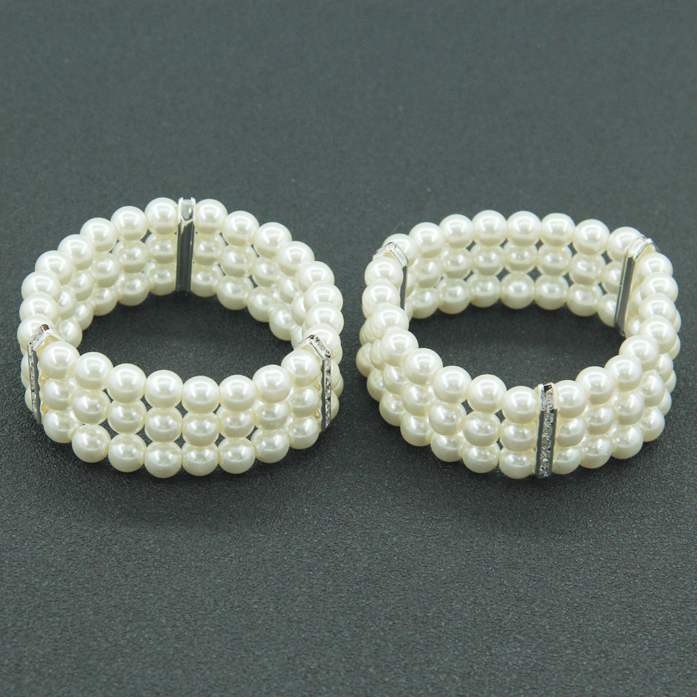 Women's Style Fashionable Personalized Rhinestone Pearl Spiral Bracelets