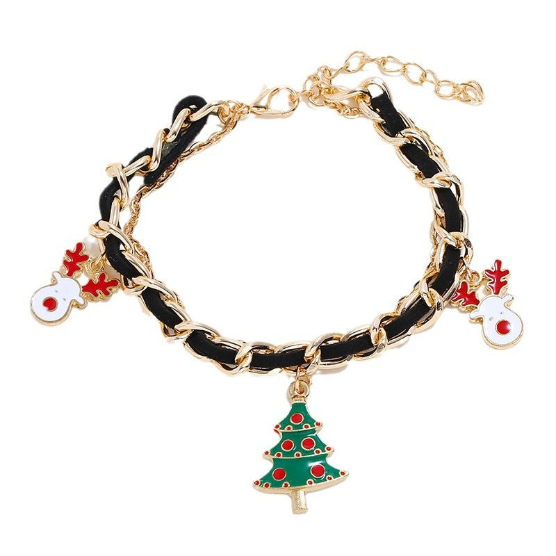 Stilvolle, langlebige Weihnachtselch-Santa-Armbänder aus Legierung