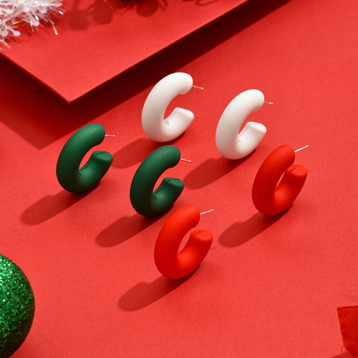 Small Ear Trendy Exquisite Acrylic Candy Color Rubber Effect Paint Rings