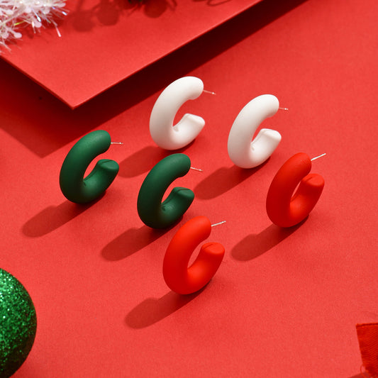 Small Ear Trendy Exquisite Acrylic Candy Color Rubber Effect Paint Rings