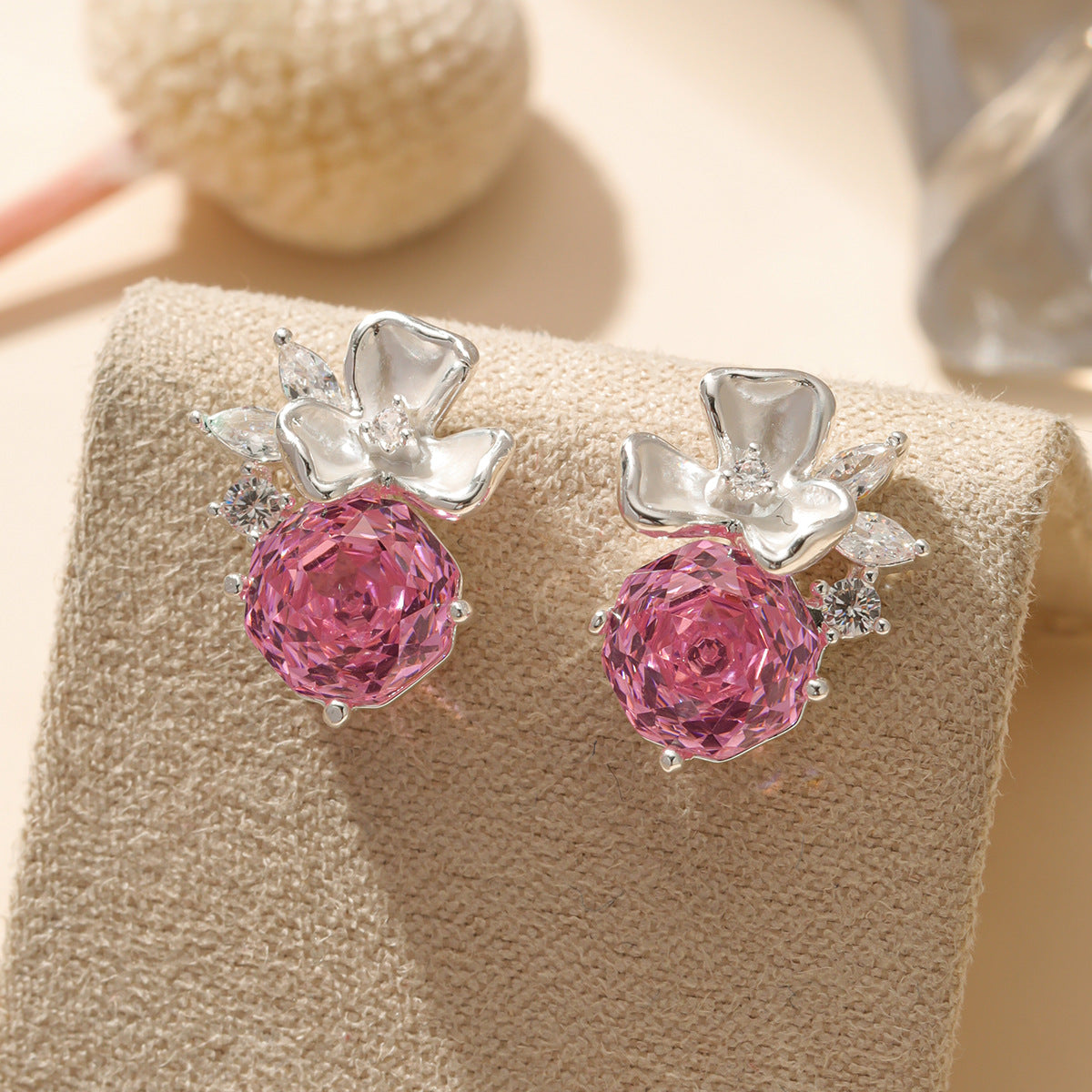 Pearl Colorful Zircon Female Fresh Temperament Stud Earrings