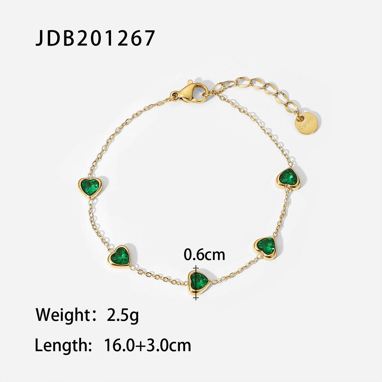 Ding Gold Multiple Green Zircon Titanium Steel Fashion Bracelets