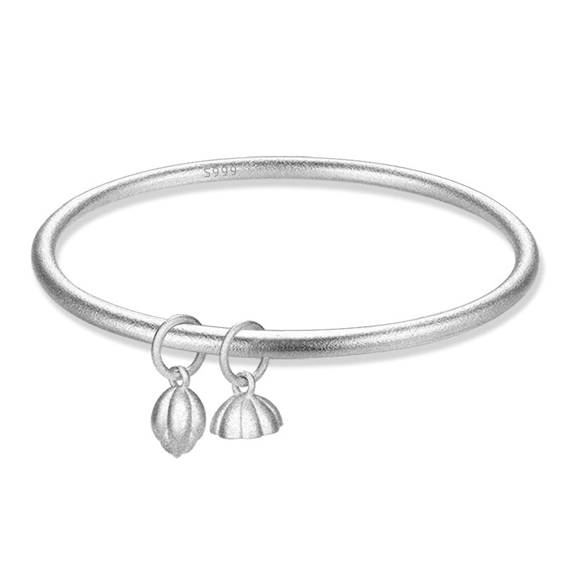 Women's Exquisite Simple Heritage Frosted Light Three-life Lotus Bracelets