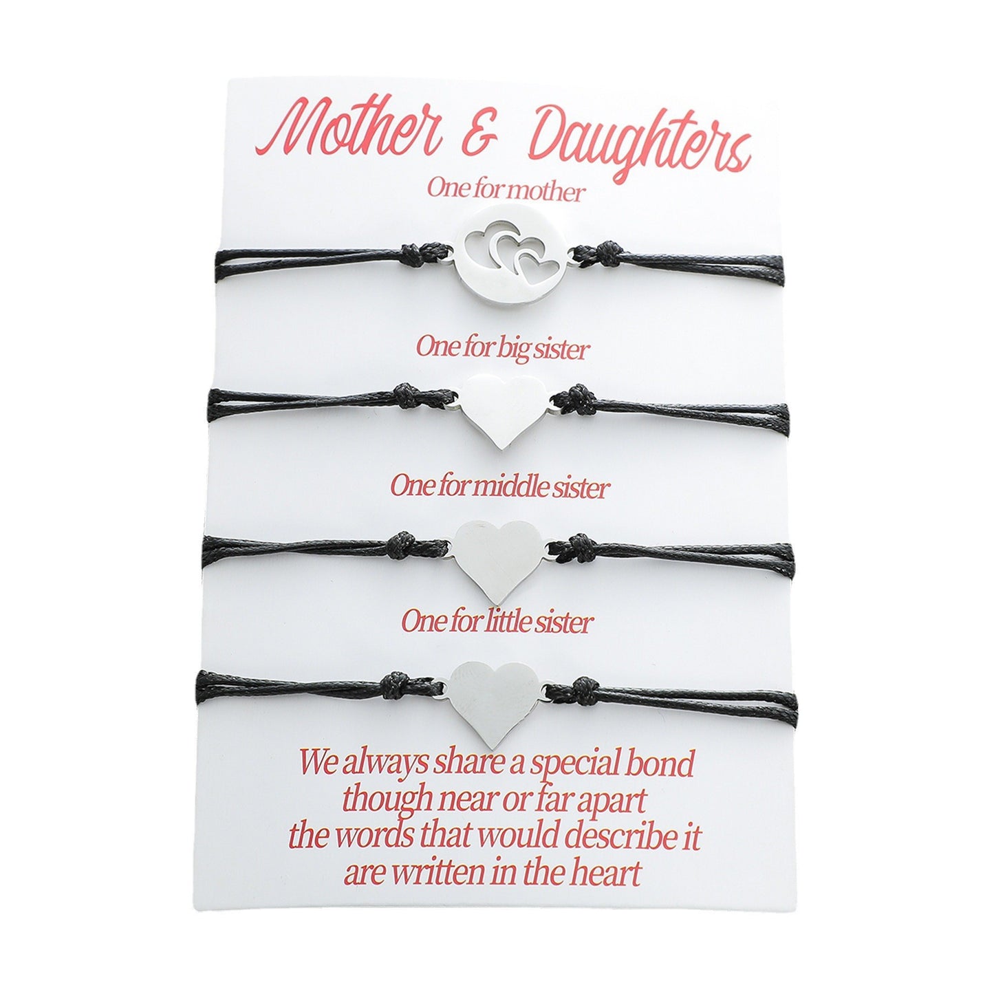 Card Personalized Stainless Steel Hollow Three Love Heart Bracelets