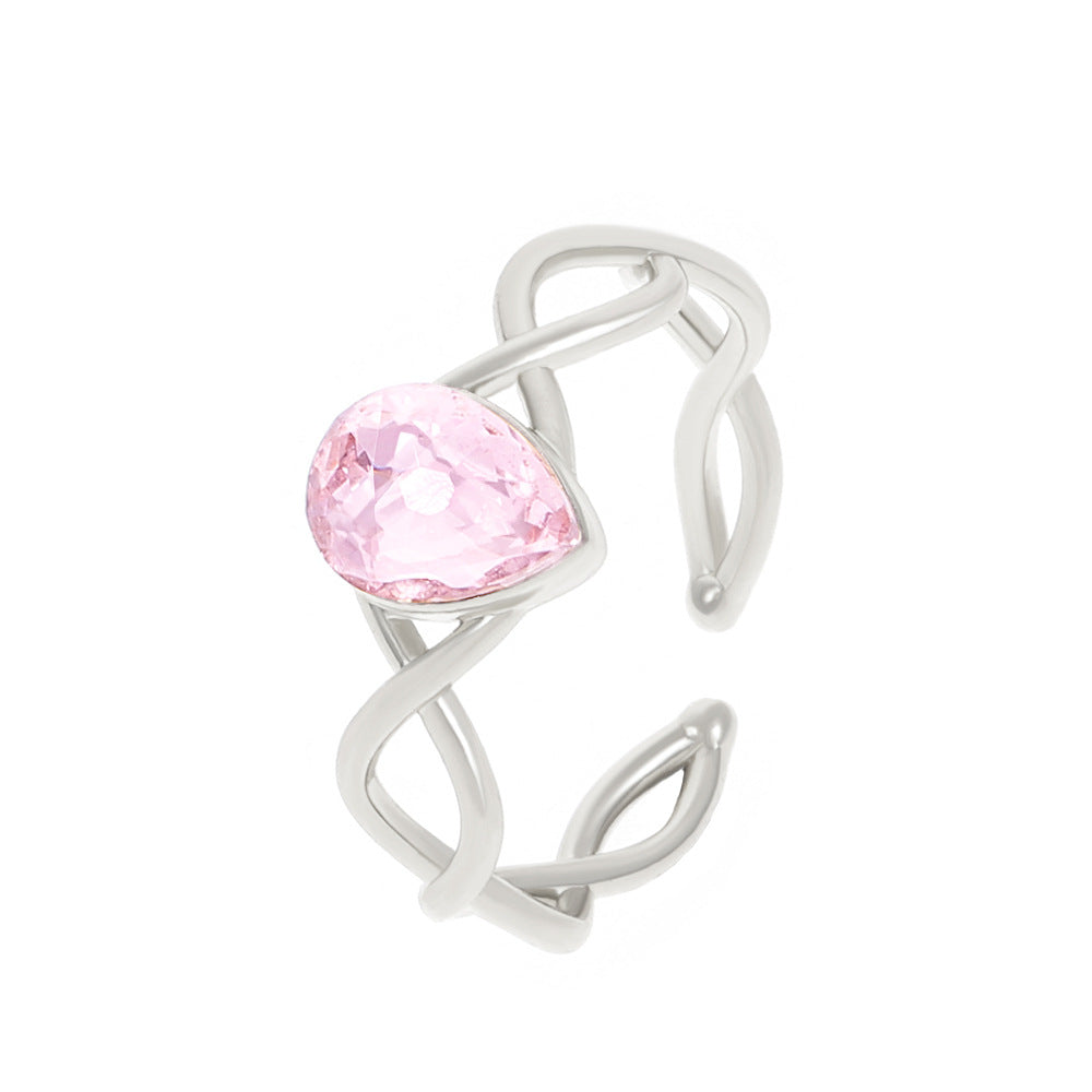 Fashion Personality Pink Zircon Opening Index Finger Rings