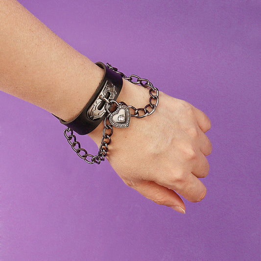 Bracelets à pendentif d'amour avec serrure en forme de cœur de style punk