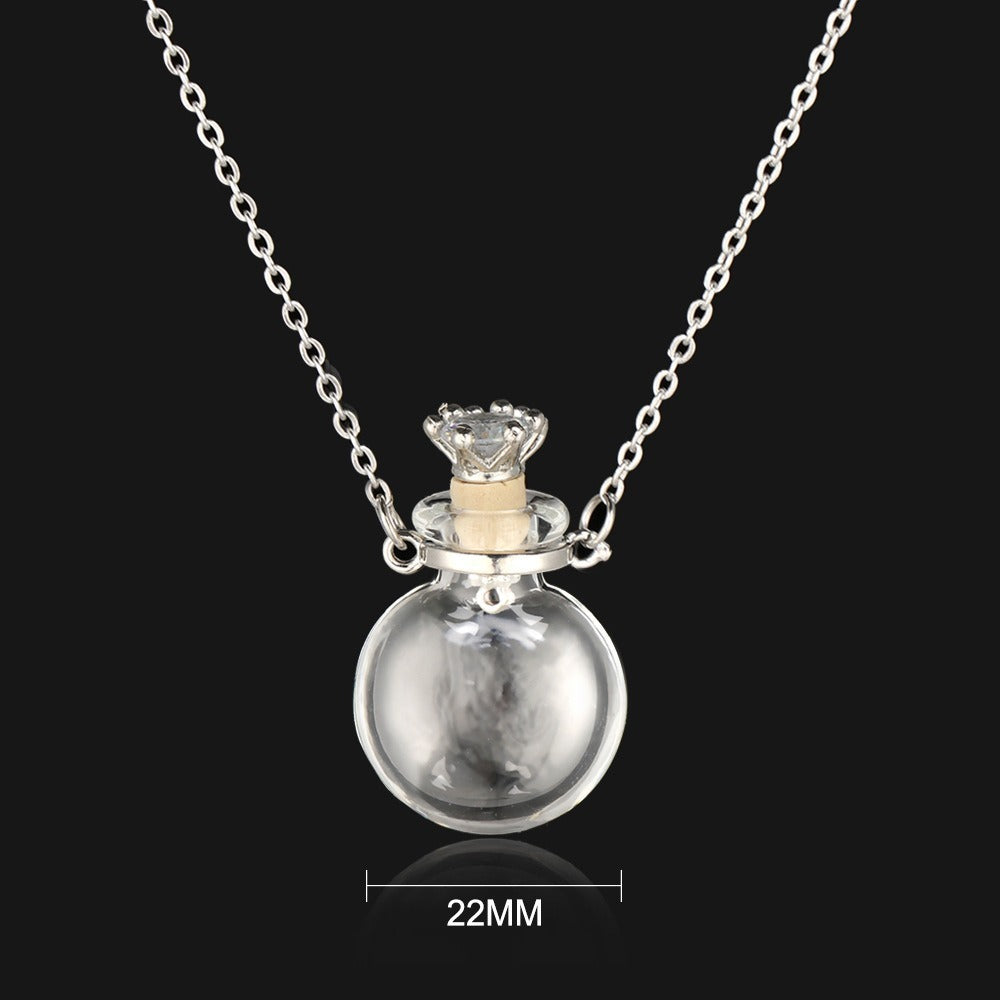 Transparent Heart-shaped Colored Glaze Perfume Essential Necklaces