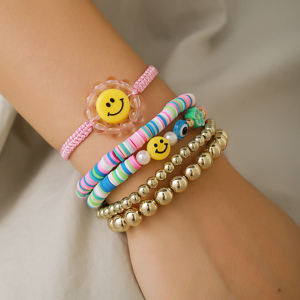 Bohemian Beads Suit Colorful Polymer Clay Smile Bracelets