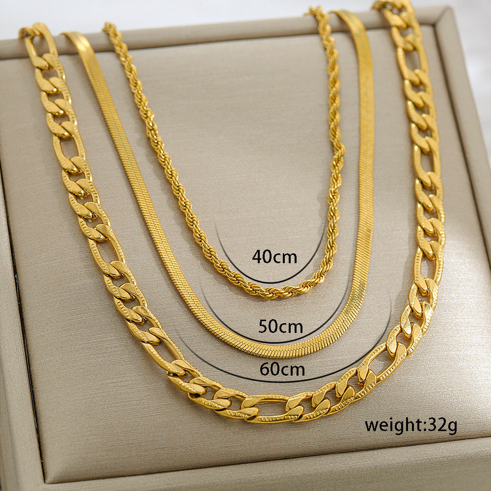 Thin Twin Snake Bone Clavicle Titanium Steel Necklace
