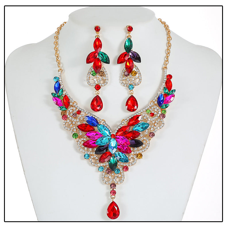 Women's High Profile Generous Retro Design Crystal Jewelry Set