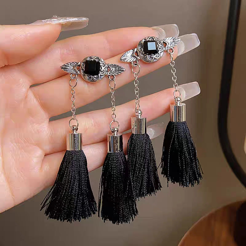 Women's Chinese Ancient Style Tassel National High Sense Stud Earrings