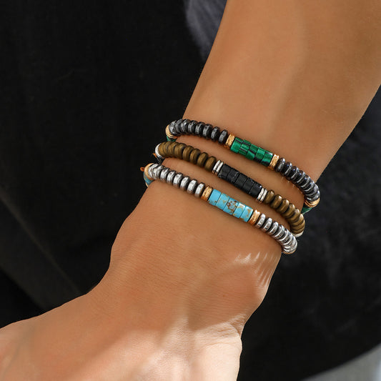 Men's Wax Line Turquoise Minimalist Hip Hop Trendy Unique Bracelets