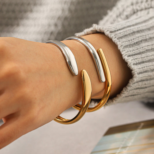 Sier Color Matching Titanium Steel Personality Simple Irregular Bracelets
