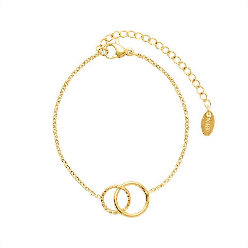Women's Trendy Double Circle Clavicle Chain Titanium Steel Jewelry Set