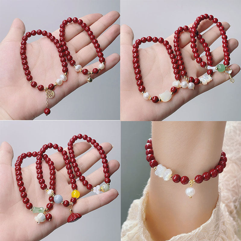 Cinnabar Female Chinese Ethnic Style Pearl Shell Bracelets