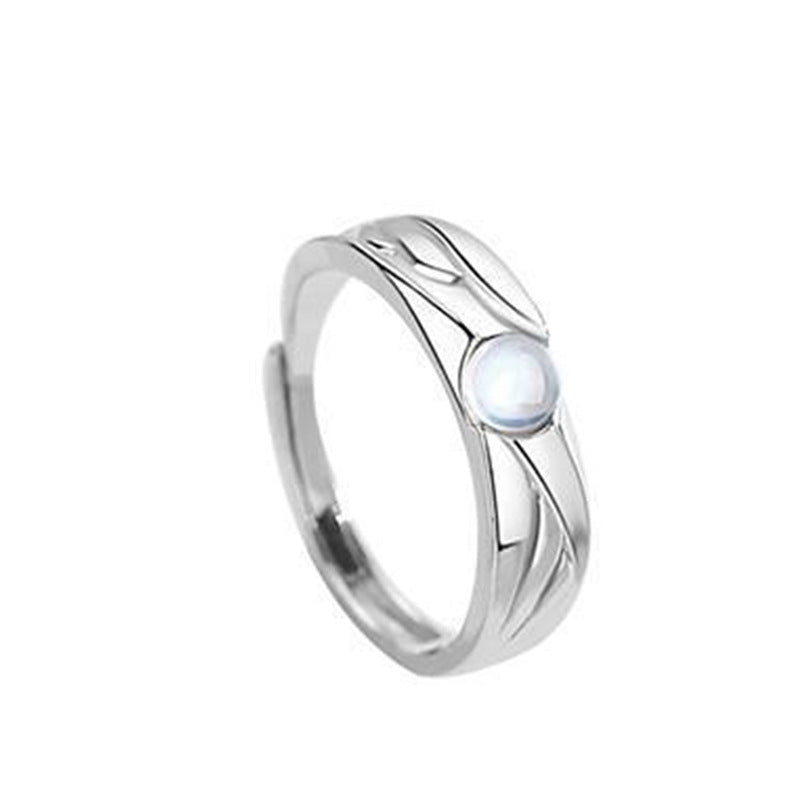 Demons Moonstone Couple Black White Pair Trendy Open Ring