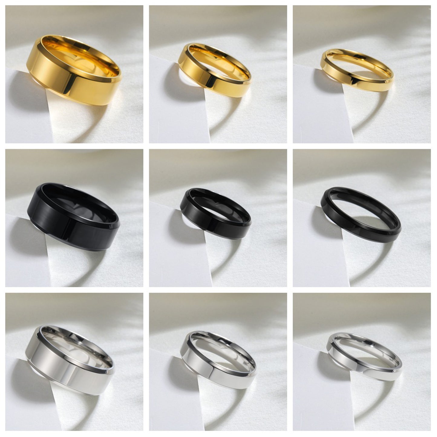 Women's & Men's Glossy Double Beveled Titanium Steel Wide Fashion Ring