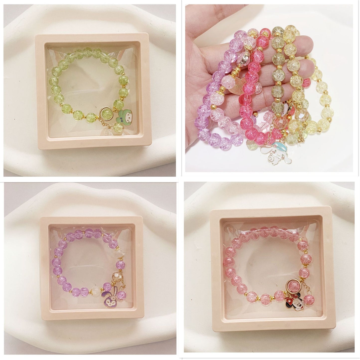 Popular Hot Flower Crystal String Beads Bracelets