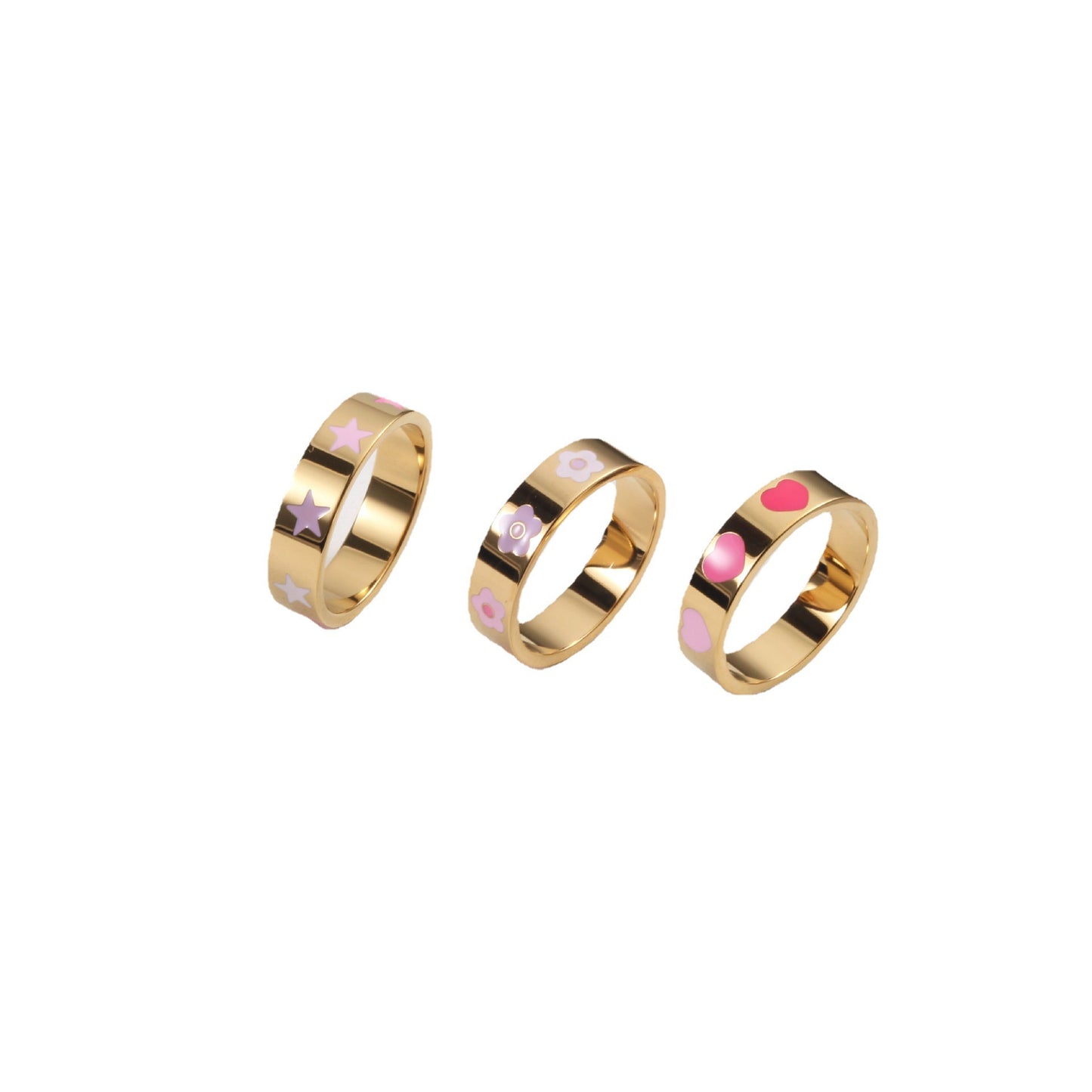 Designer Retro Enamel Irregular Gold Titanium Rings