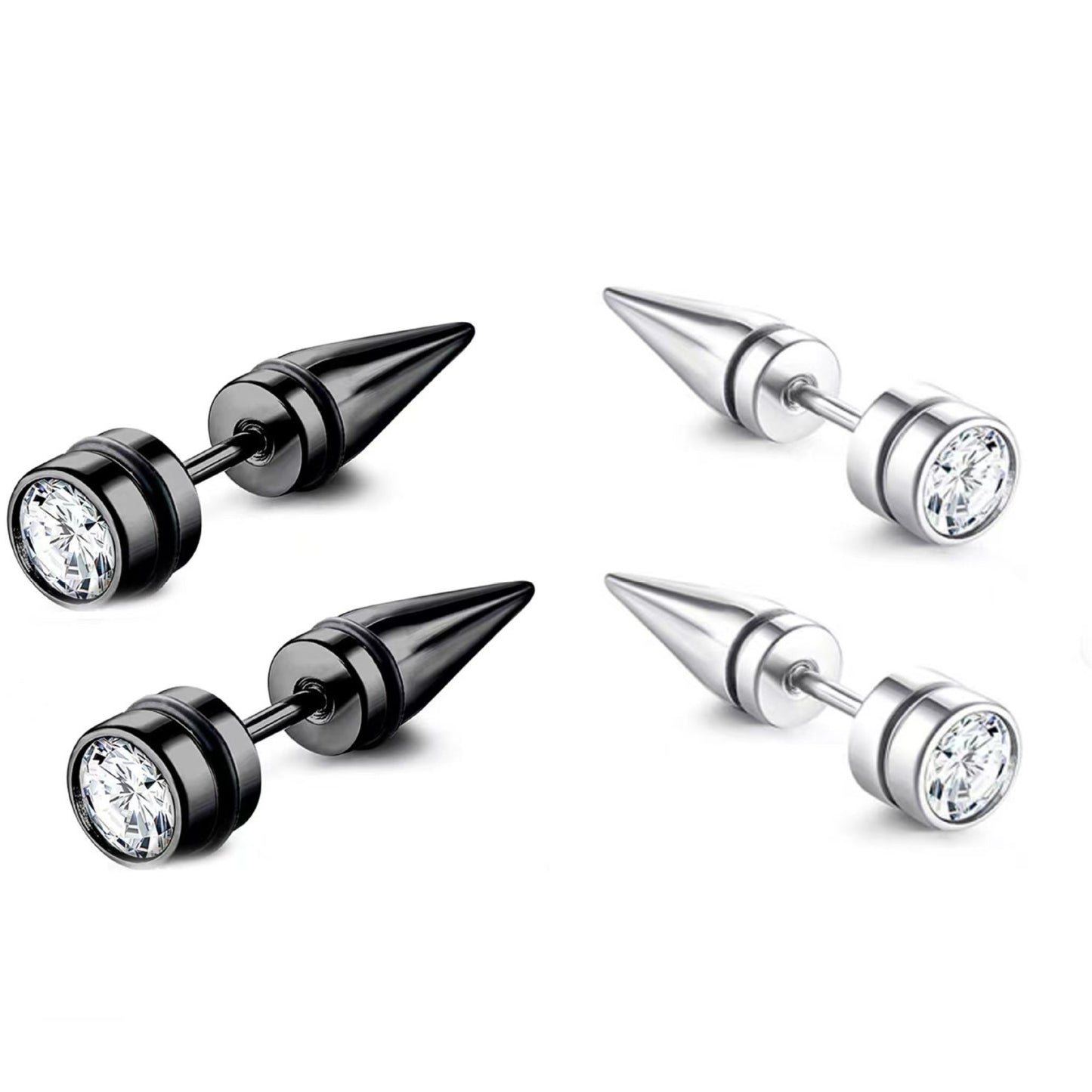 Women's & Men's Korean Style Simple Rhinestone Pointed Cone Earrings