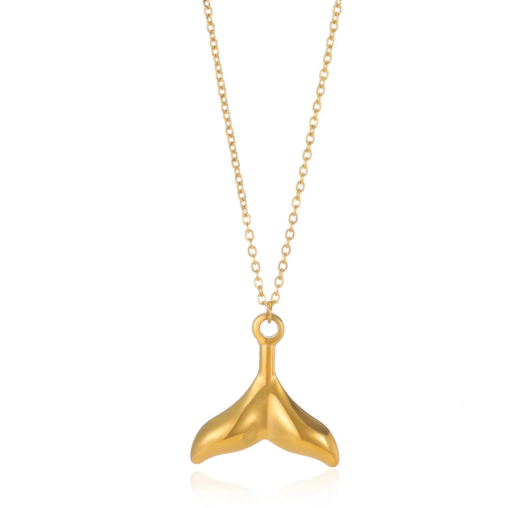 Small Conch Stainless Steel Shell Starfish Ocean Vacation Necklace