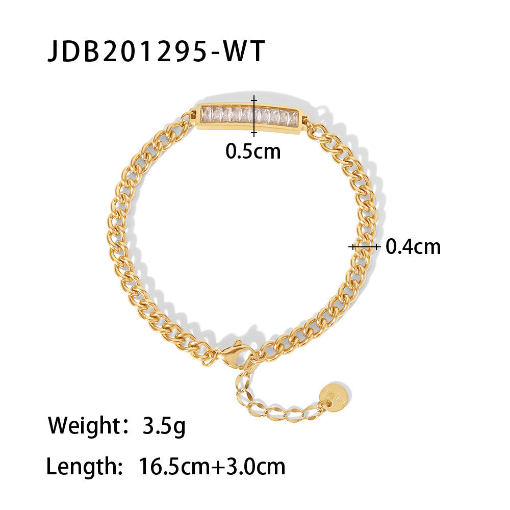 Women's Titanium Steel Gold Stainless Inlaid Zircon Bracelets