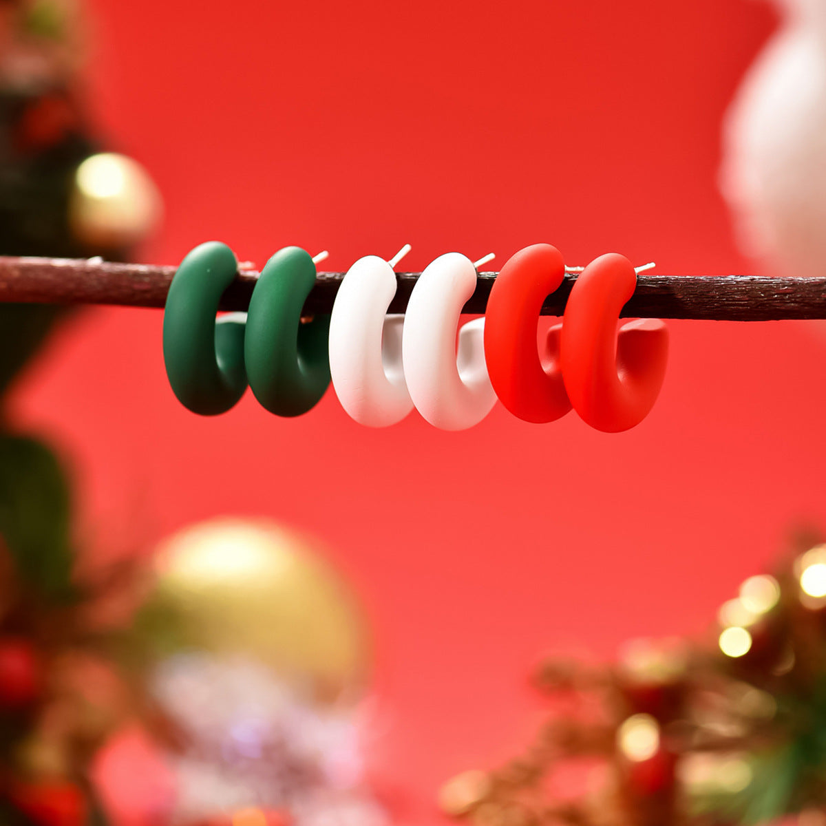 Small Ear Trendy Exquisite Acrylic Candy Color Rubber Effect Paint Rings