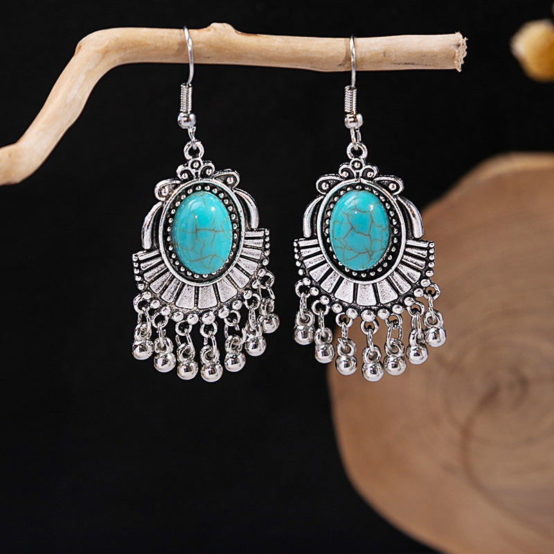 Tassel Turquoise Retro Minority Ethnic Style Earrings