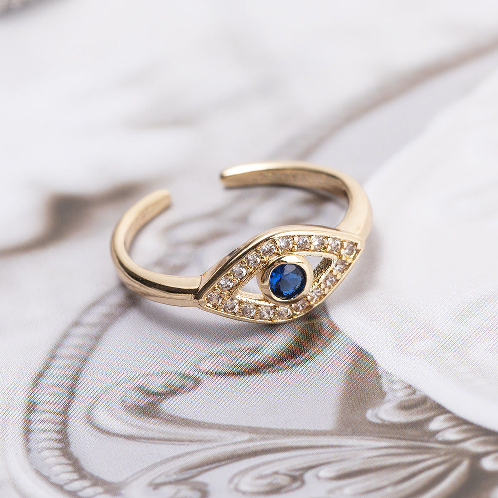Eye Copper Simple Micro Inlaid Zircon Female Niche Rings