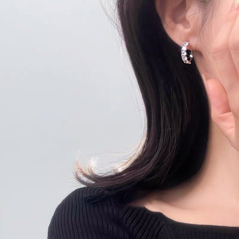 Commuting Sier Zircon Mosquito Coil Ear Earrings