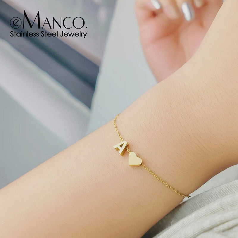 Bracelets en acier inoxydable avec lettres personnalisées d'amour de haute qualité pour femmes