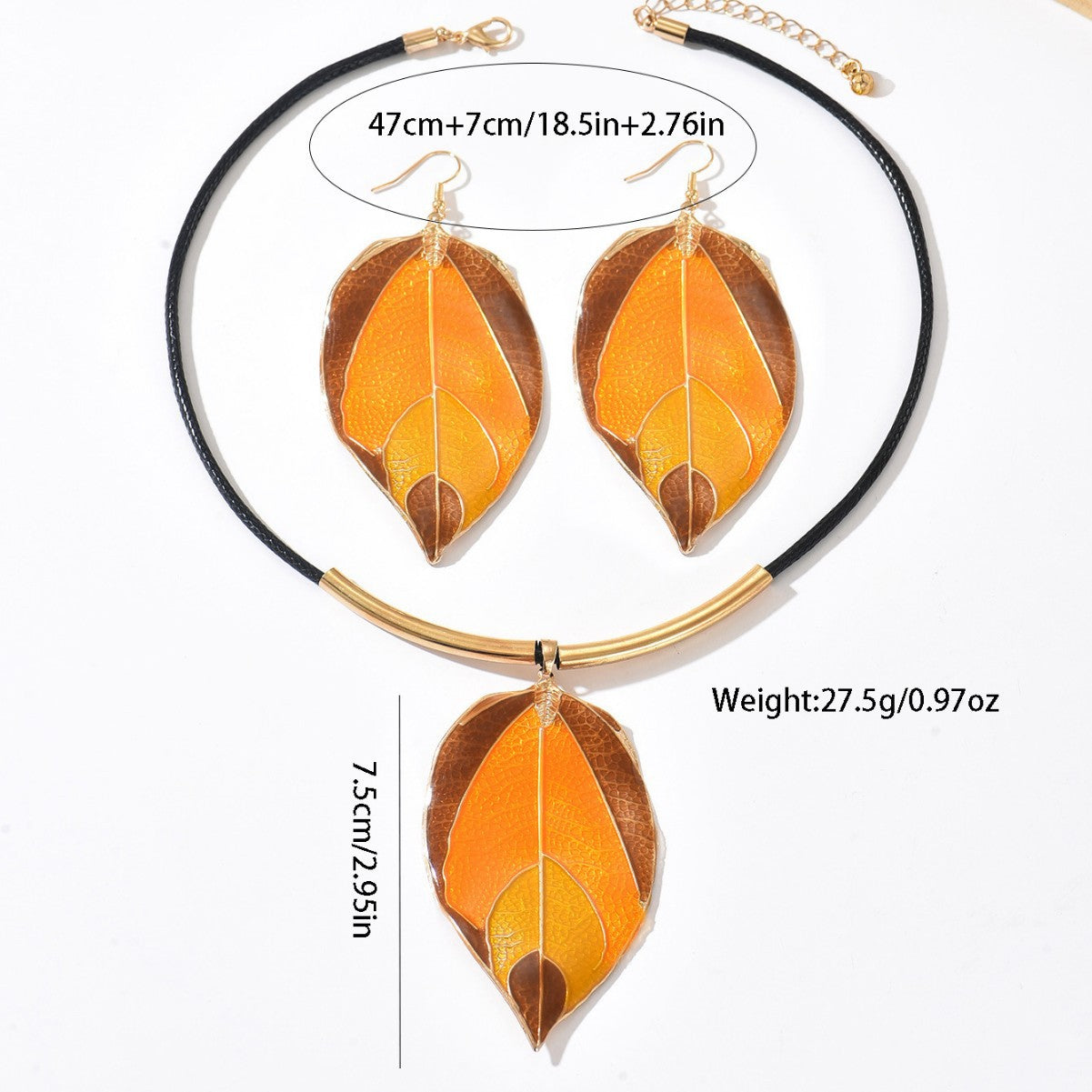 Women's Dripping Oil Leaves Suitable For Street Jewelry Set
