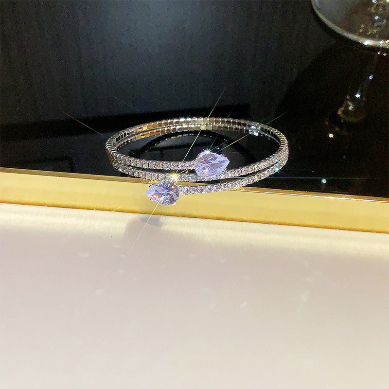 Rhinestone Zircon Elastic Laminated Adjustable Female Bracelets