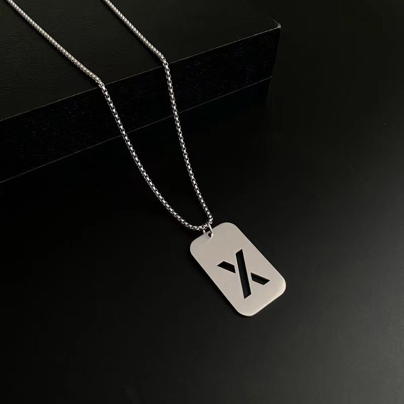 Men's Titanium Steel Female Letter Nameplate Pendant Necklaces