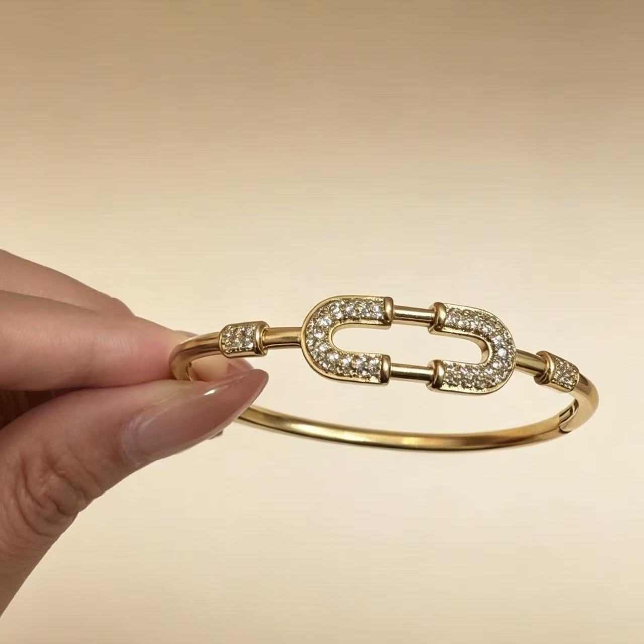 Women's Diamond White Gold Color Micro Inlaid Zircon Light Luxury Wild Bracelet
