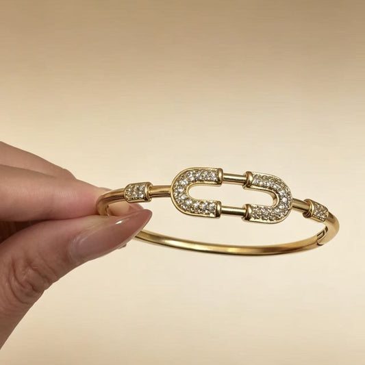 Women's Diamond White Gold Color Micro Inlaid Zircon Light Luxury Wild Bracelet