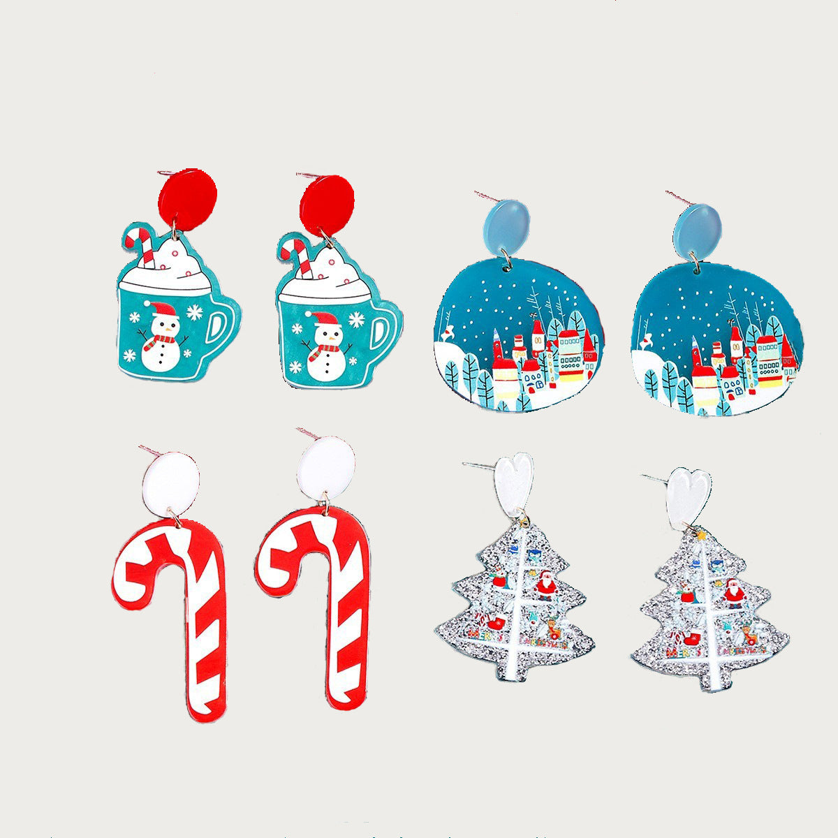 Cartoon Love Christmas Tree Ear Crutch Earrings