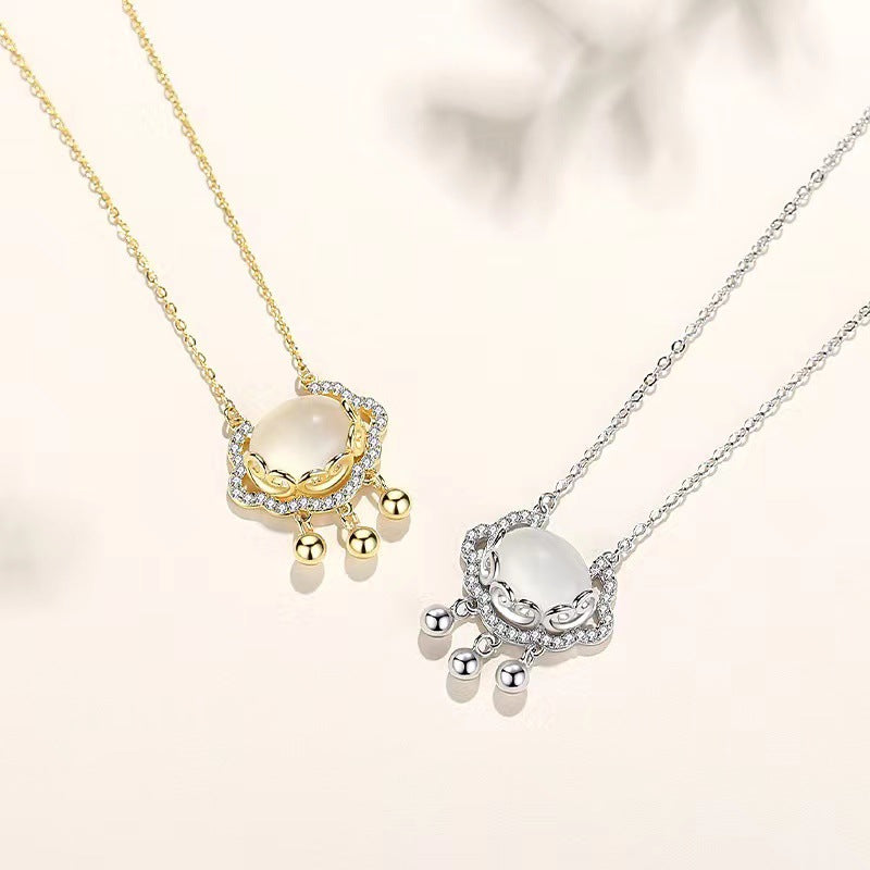 Women's Sier Gold Plated Auspicious Clouds Safety Lock Necklace