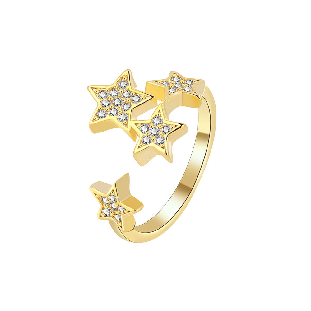 Sweet Full Diamond Starry Sky Opening Rings