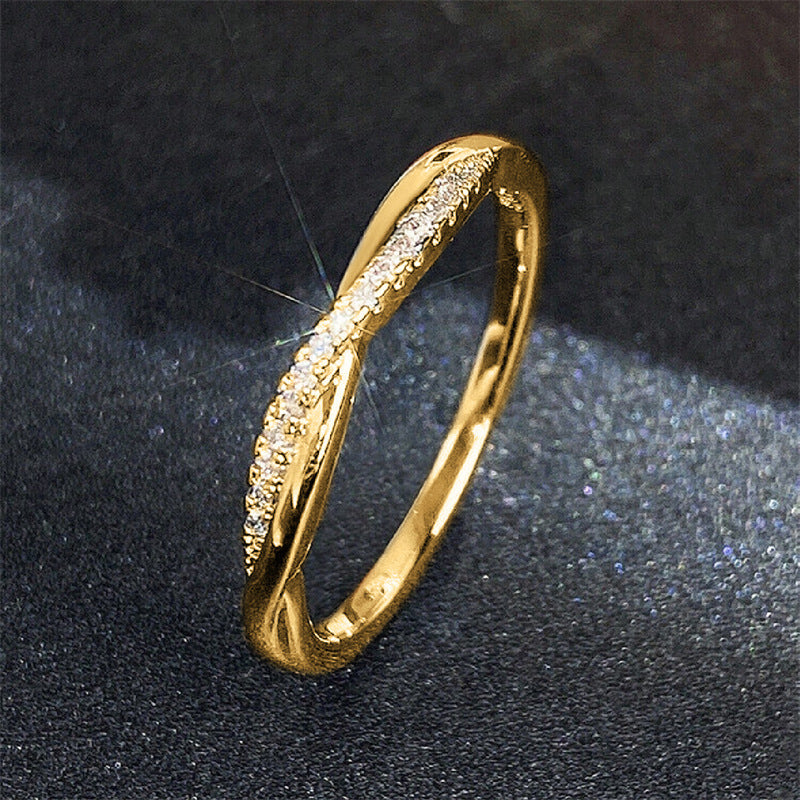 Women's Light Luxury Full Circle Over Inlaid Zircon Ring