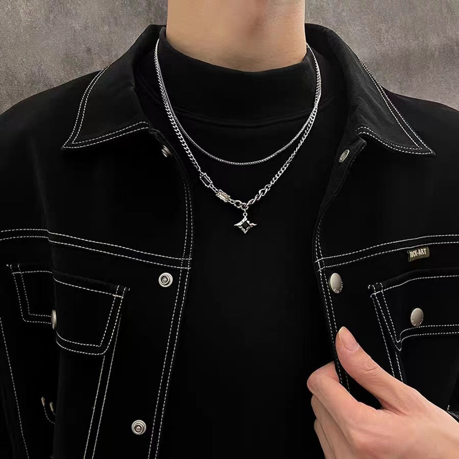 Stars Hip Hop Design Sense Niche Personality Advanced Boys Clavicle Necklace