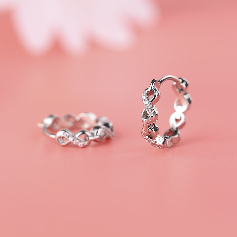Women's Infinite Number Words Clip Cold Wind Rhinestone Zircon Mobius Ear Buckle
