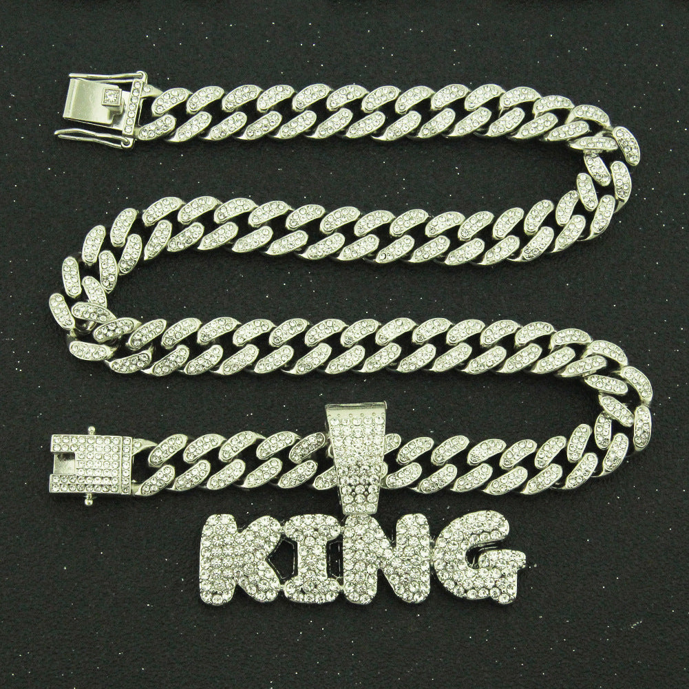 Men's Hip Hop Splendid Diamond Letter Pendant Domineering Necklaces