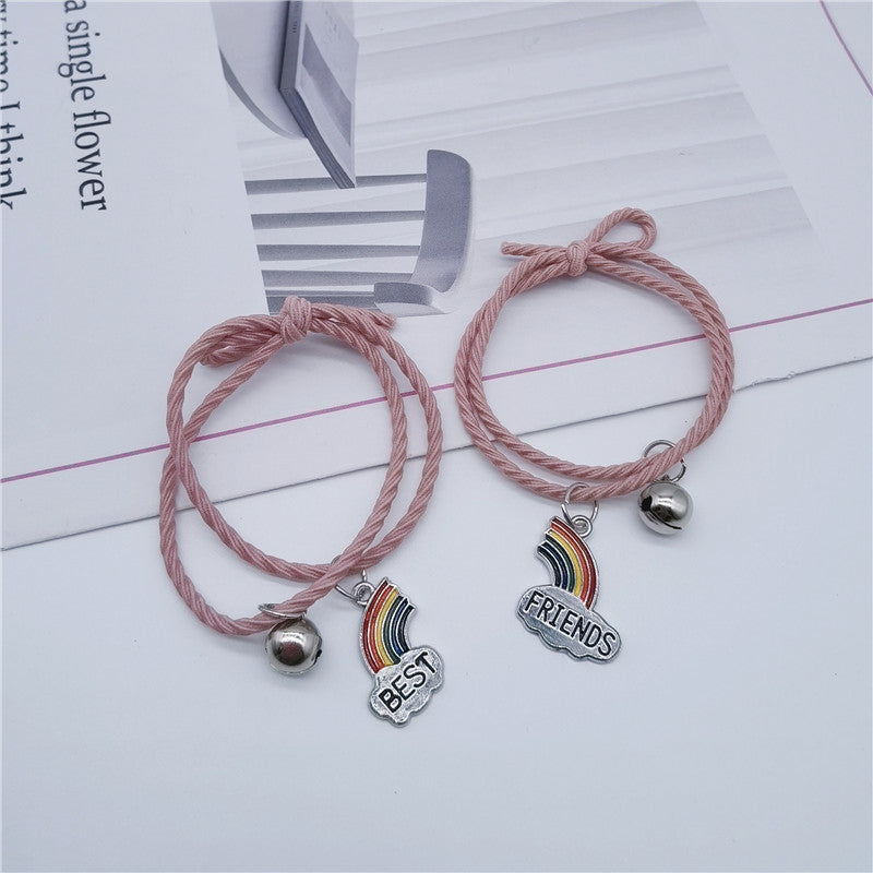 Women's Korean Style Simple Rainbow Clouds Stitching Bracelets