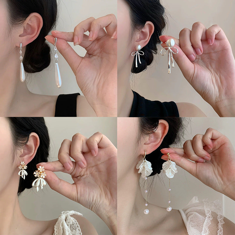 Women's Exquisite Bow Tassel Mosquito Coil Earless Light Luxury Minority Ear Clip