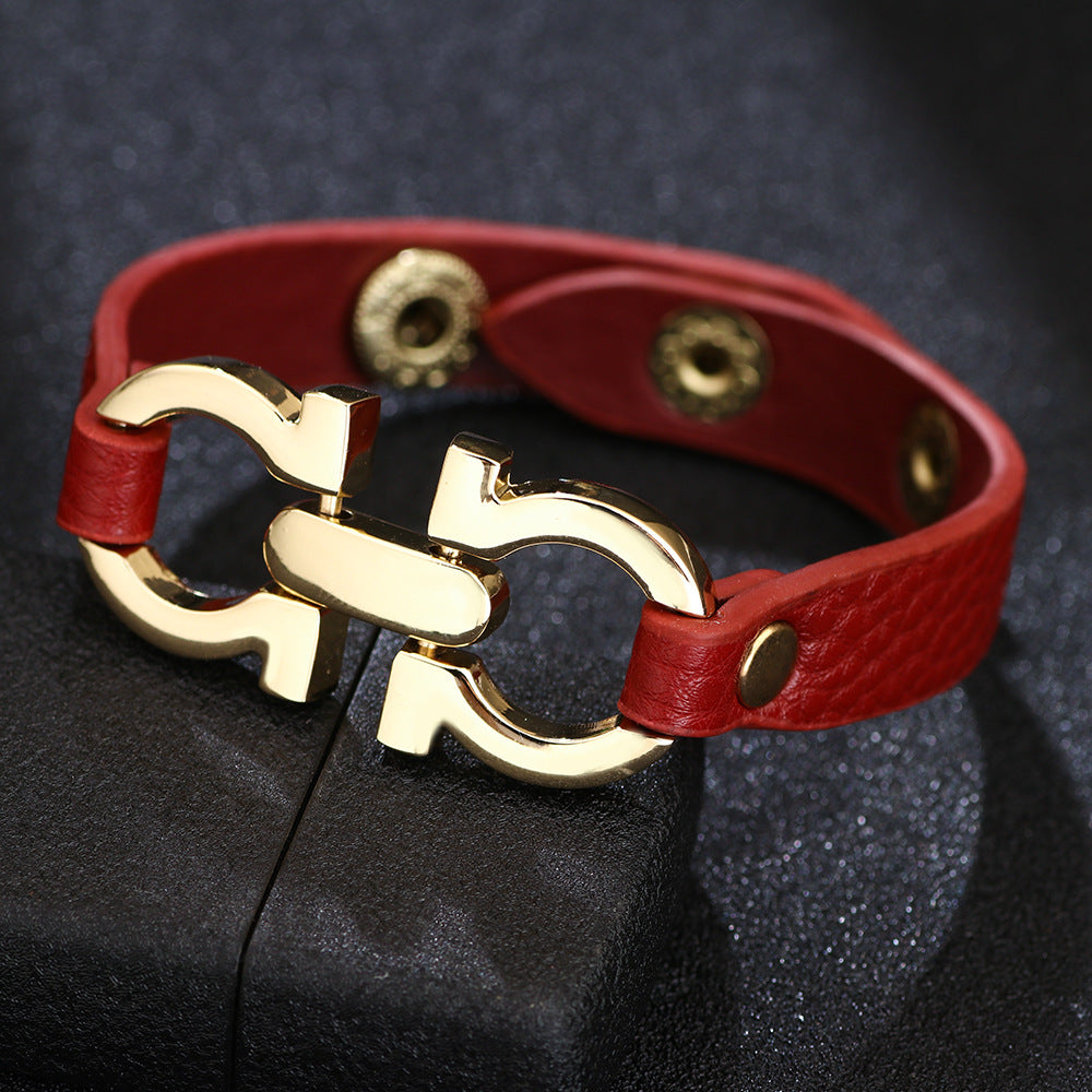 Simple Fashion Goddess Design Leather Alloy Geometric Bracelets