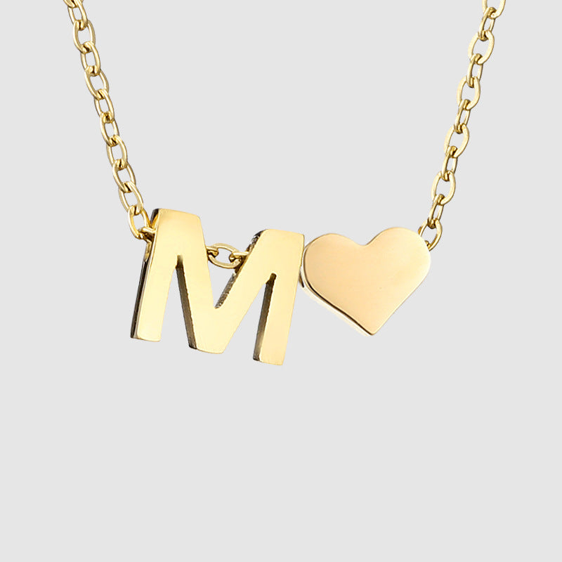 Women's English Letter Retro Fashion Metal Heart Jewelry Set