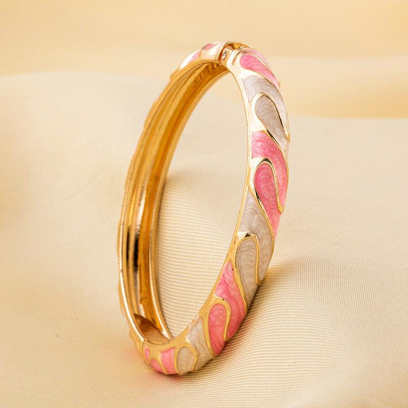 Chinese Enamel Gilding Colorful Dripping National Style Bracelet