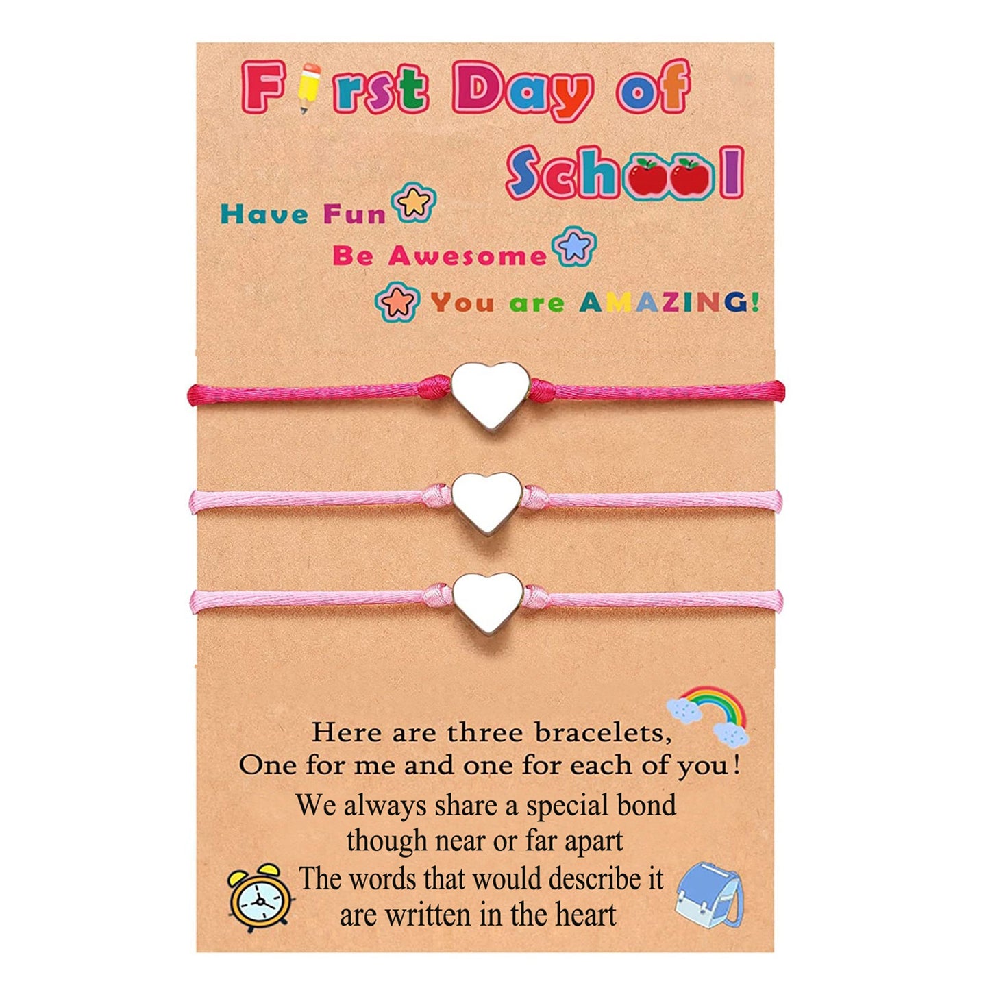 School Creative Copper Glossy Small Heart Card Wrist Bracelets